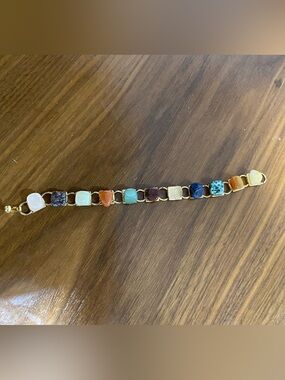 Multi-Color Gemstone Link Bracelet - Women Jewelry